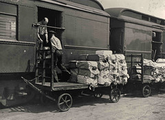 Loading Mail onto Railway Post Office Car