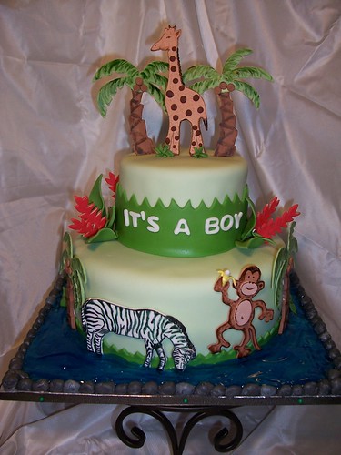 animals of rainforest baby shower. Jungle Baby Shower Cake