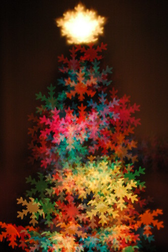 snow flake bokeh christmas tree