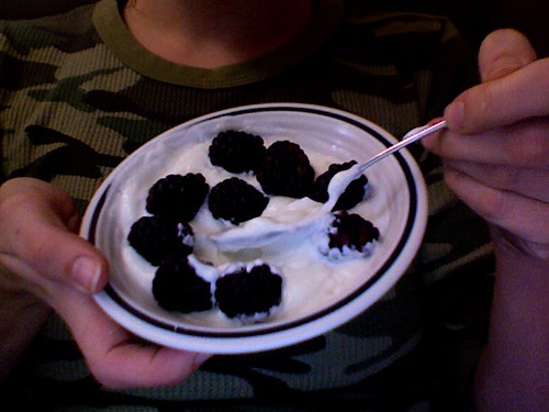 greek yogurt and blackberries, breakfast of champions