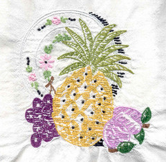 Vintage embroidered dishtowel with fruit motif