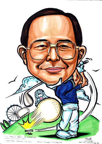 Golfer caricature for Tomen Singapore