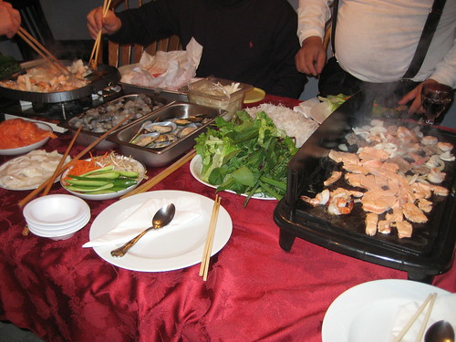 Christmas Eve Dinner - grilled seafood and spring rolls