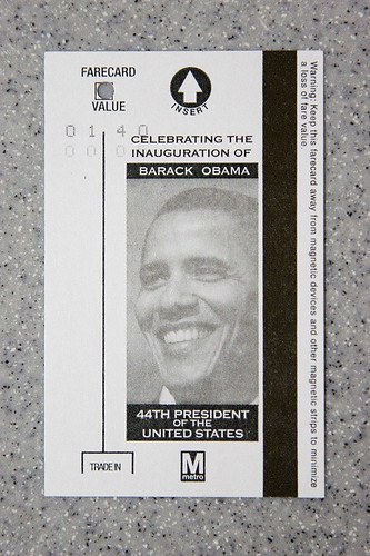 the DC subway ticket, special version for Obama inaugurantion