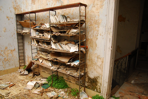 Rotting Books in Beirut Mansion