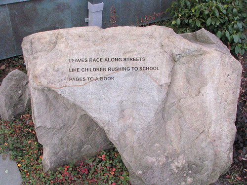 Haiku stone outside Beacon Hill Library. Photo by Wendi.