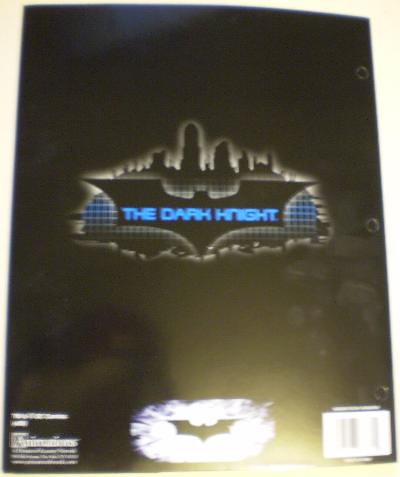 Back cover of The Dark Knight folder