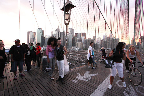 Fashion show on the Brooklyn Bridge