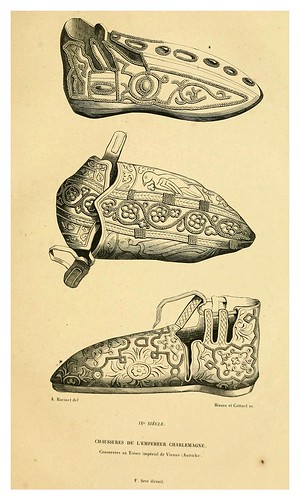 001-Calzado del emperador Carlomagno siglo IX-Histoire de la chaussure depuis l'antiquité-1862- Paul Lacroix y Alphonse Duchesne