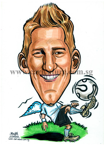 Caricature of Bastian Schweinsteiger colour watermark