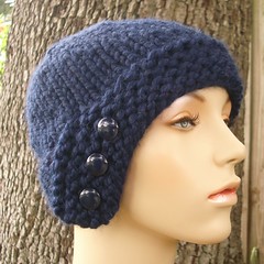 Chunky Cloche Hat in Navy