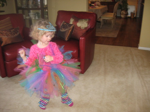 Dancing in her new Rainbow Tutu