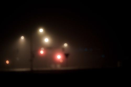 Streetlights in the fog