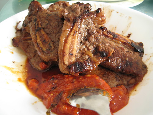 Pan seared Beef Rib slice