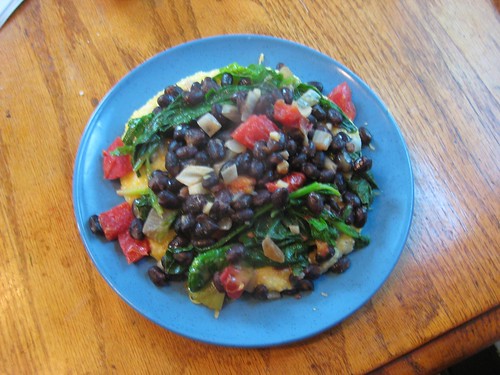 polenta with spinach and black beans etc.