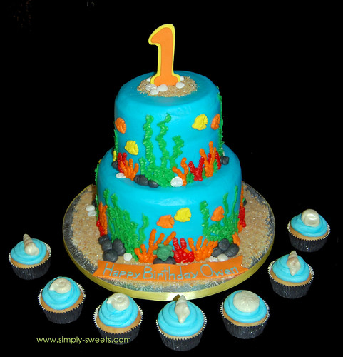 1st Birthday Under the Sea theme cake