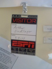 ESPN Tour - my official visitor badge