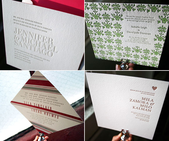 New square letterpress wedding invitations - Bella Figura