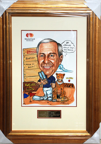 Caricature of Heuer Mastercard colour with frame and inscription