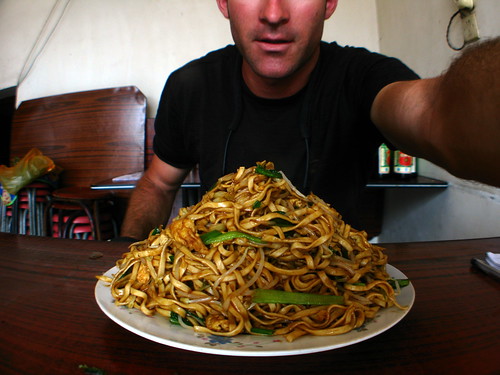 A mountain of noodles for lunch in Huangchuang, Henan Province, China