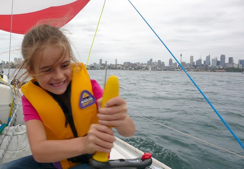 sofia helping with the sail