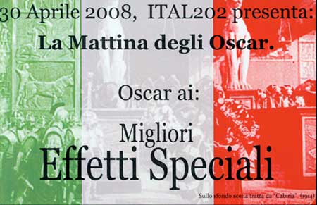 Image of Oscar card for best effetti speciale