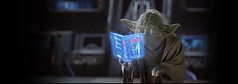 Yoda reads the very same book I downloaded for free thanks to an unexpected Unca George's courtesy