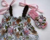6-12mth Romper with matching flower headband **Clearance**