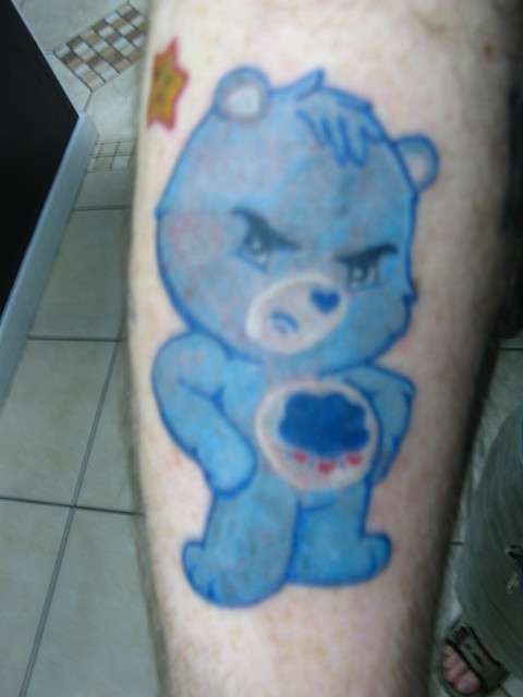 Colored Care Bears tattoo - Grumpy Bear!