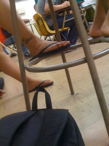 Thats when I noticed a fellow classmates tattoo chicanas tattoo
