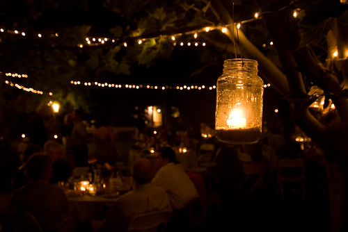 wedding backyard jar lights