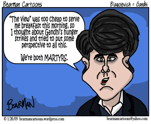 rod blagojevich cartoon. It pokes fun at disgraced governor Rod Blagojevich for comparing himself to