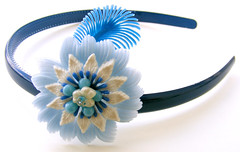 Blue and White Vintage Flowers Headband