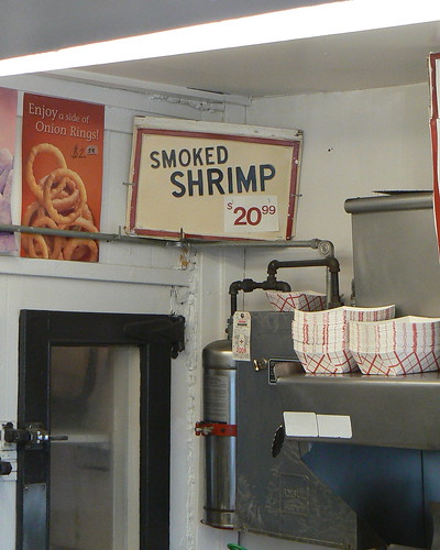 Smoked shrimp sign
