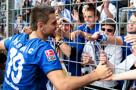 Ibisevic celebrates with Hoffenheim fans