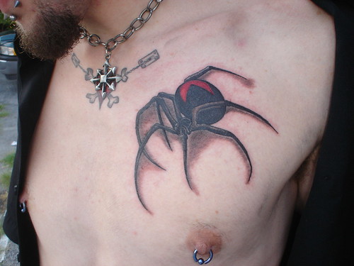 black widow spider tattoo. lack widow spider tattoo on