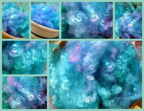 Collage of Hand-Dyed Cotswold Locks (two)
