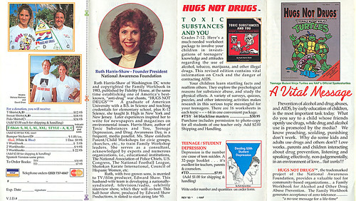National Awareness Foundation  "Hugs Not Drugs" promo pamphlet, Club membership order / donation form .. i (( 1993 ))