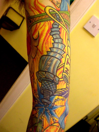 eagle & checkered flag part of sleeve tattoo | Flickr - Photo Sharing!