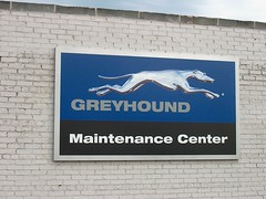 The Greyhound Bus maintenance facility on North Halsted Street. Chicago Illinois. October 2006.