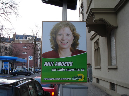 Wahlplakat der Kandidatin Ann Anders zur Frankfurter Kommunalwahl 2006