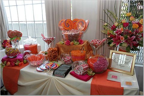 pink and orange candy buffet