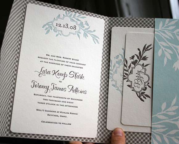 Letterpress wedding invitations - custom pocketfold - Smock