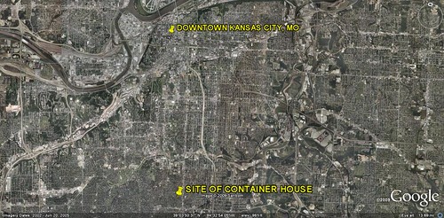 site of Container Home (image by Google Earth, captions by me)