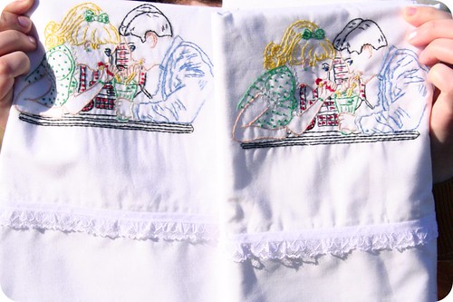Embroidered 50's Pillowcase Set
