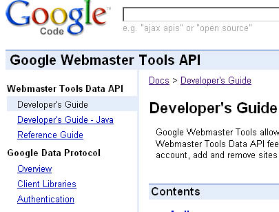 Webmaster+tools+api