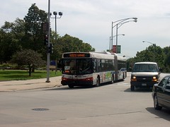 Northbound CTA bus near West Diversey Avenue. Chicago Illinois. September 2006.