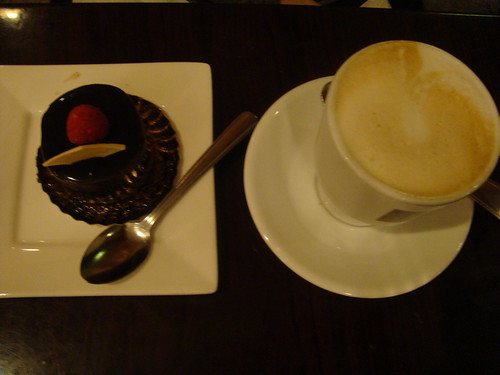 Chocolate Mousse and a cappachino