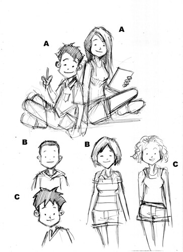 The Learning Boutique mascots pencil sketches