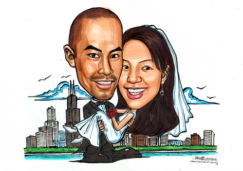 Caricatures couple wedding @ Chicago A4